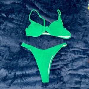 Green two piece swimsuit